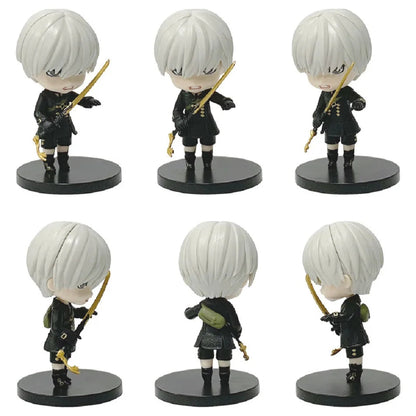 6pcs Q-version Anime Nier Mechanical Era Yurha 2B Miss Sister Sword Star Linkage 9S A2 Handmade Blind Box Doll Desktop Ornament SS69