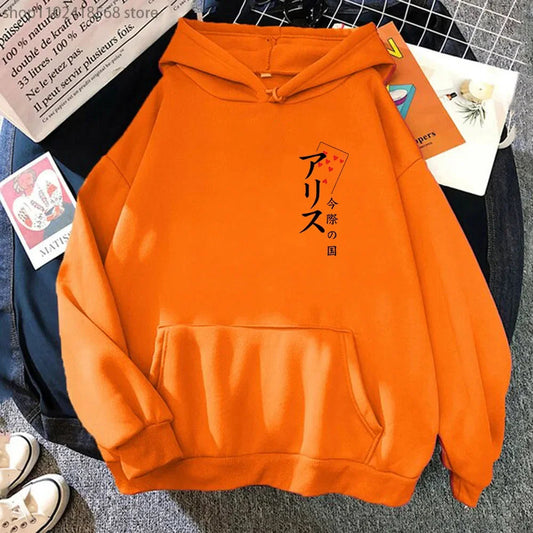 Arisu Seven of Heart Hoodie Anime Alice In Borderland Sweatshirt Spring/Autumn Winter Clothes Harajuku Pullover Men Graphic Tops SS69 24.69 orange / L