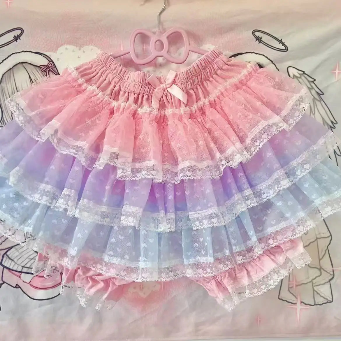 Mikumn Harajuku Sweet Lace Shorts Skirts Y2k Japanese Lolita Kawaii JK Ruffles Bloomers Women Elastic Waist Safety Short Pants SS69 48.69 Pink Purple Blue / Waist 60-100cm