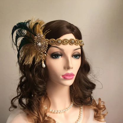 1920s Headpiece Great Gatsby Accessories Flapper Headband Wedding Headpieces for Bride Roaring 20's Art Deco Hair Clip SS69
