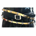 Black & Golden BAD Belt Sliver Rivet in Michael Jackson Punk Rock Style