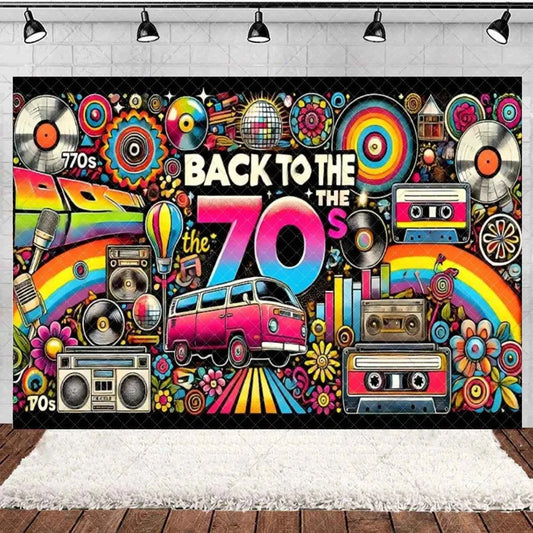 Retro Back to the 70s 80s 90s Backdrop Music Party Decorations Neon Light Graffiti Tapes Disco Background Photo Studio Supplies