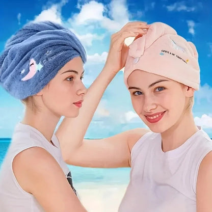 1pc Quickly Dry Hair Hat Super Absorbent Soft Bathroom Women Head Towels Girls Cute Hair Towel Hair Dry Wrap Bonnets SS69