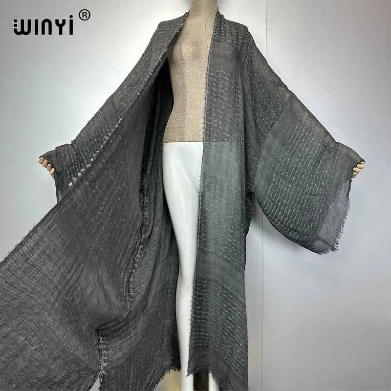 WINYI  high quality comfortable Women Soft Cardigan Loose Dress Party Boho Maxi beach Holiday Swimming Cover ups Africa Kimono