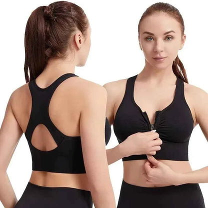 CZGUKE Women's zipper sports bra vest plus size shock resistant bra women's yoga running fitness bra women's underwear
