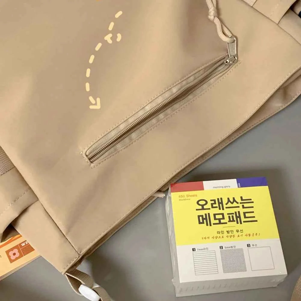 Women Ita Bag Japanese Style Shoulder Purse with Clear Window Cartoon Book Bag Multi-pockets Adjustable Strap Trendy Outdoor Bag