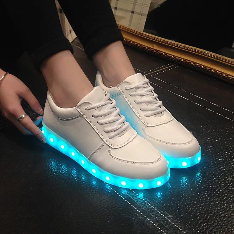 Comemore 2022 Adult Unisex Womens Mens Kid Luminous Sneakers Glowing USB Charge Boys LED Colorful Light-up Shoes Girls Footwear SS69