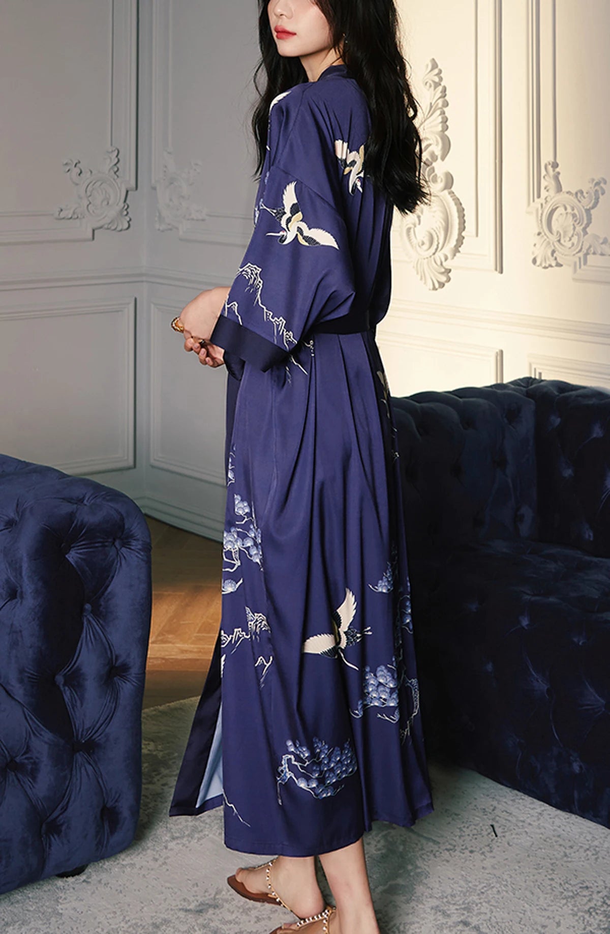 Women's Long Silk Satin Kimono Robe - Lightweight & Soft