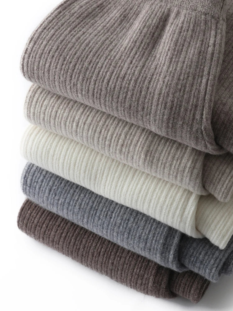 Yoyoselect New Popular Women Wide-Leg Wool Pants 100% Merino Wool Quality Soft Trousers Basic Casual Knitted Elastic Waist Slack SS69