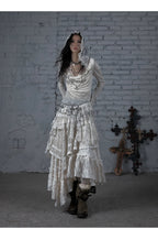 NO ROMANCE Fairy Sexy Punk Printing Half Transparent Lace Patch Knitted Long Sleeve Hooded Dresses Rock Gothic Design Vestidos SS69