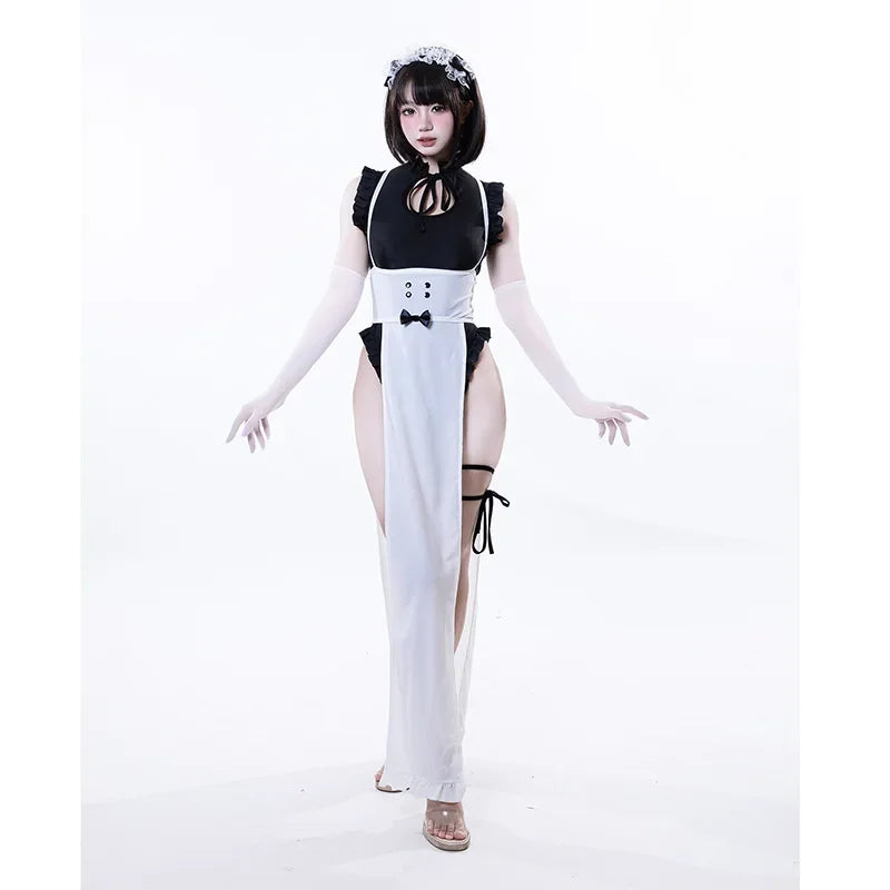 Anime Maid Costume Jumpsuit with Apron & Leggings