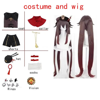 Hu Tao Cosplay Costume Set for Women - Cotton Blend Dress with Accessories