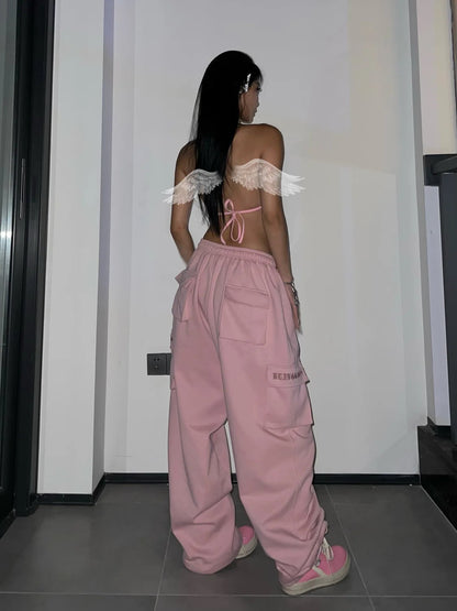 Y2K Pink Cargo Parachute Pants Oversize Hip Hop Jogging Sweatpants Egirl 90s Aesthetic Vintage Wide Leg Trousers Female SS69 40.69 Pink / XL / Italy