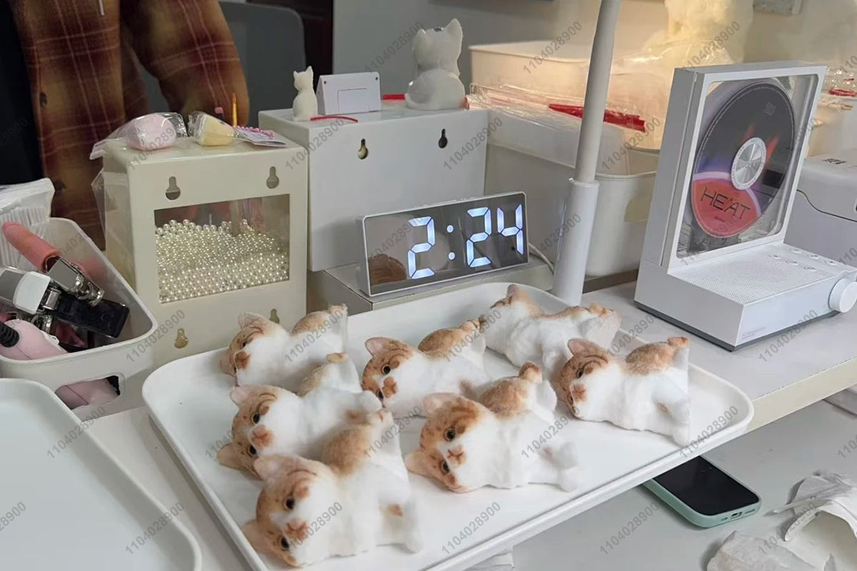 Handmade Kitty Cat Taba Squishy Silicone Fuzzy Kitten Soft Cat Mushy Squeeze Toy Mochi Toy Hand Relax Stress Release Gift Toy SS69