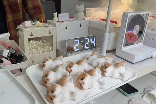 Handmade Kitty Cat Taba Squishy Silicone Fuzzy Kitten Soft Cat Mushy Squeeze Toy Mochi Toy Hand Relax Stress Release Gift Toy SS69