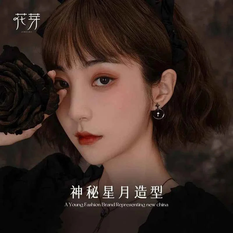 Thaya Original Design Star and Moon Earrings S925 Silver Needle Studs Earring For Women Vintage Earring Fashion Crystal Jewelry