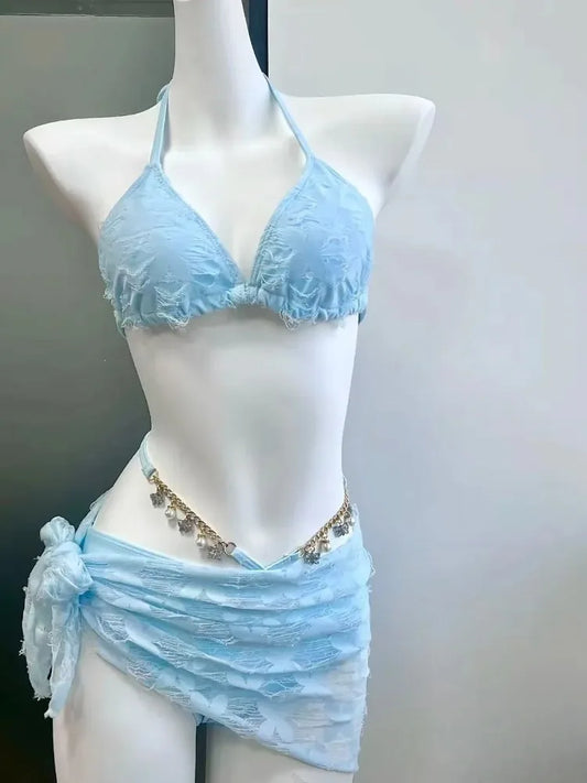 YUNZHAOLUCN Women's High Waist 4-Piece Bikini Set Solid Polyester Swimwear
