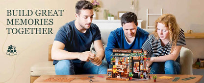 Robotime Rolife DIY Miniature House Kit Tipsy Restaurant Desk Bookshelf Decoration for Adults Gift Idea For Girls Boys Kids