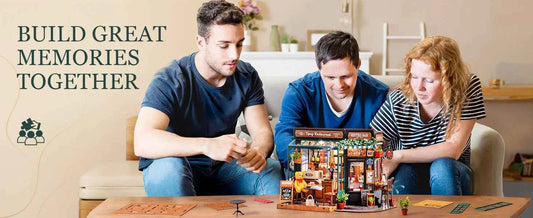 Robotime Rolife DIY Miniature House Kit Tipsy Restaurant Desk Bookshelf Decoration for Adults Gift Idea For Girls Boys Kids