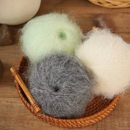 300g Colorful Long-Haired Alpaca Mohair Yarn Handmade DIY Material Knitting Autumn and Winter Fashion Women's Sweater Sweater Jacket Shawl Yarn Ball 1 Piece = 6 Pieces = 300g