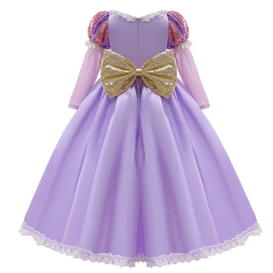 Girls Disney Rapunzel Dress Kids Tangled Disguise Carnival Girl Princess Costume Birthday Party Gown Outfit Clothes 2-10 Years