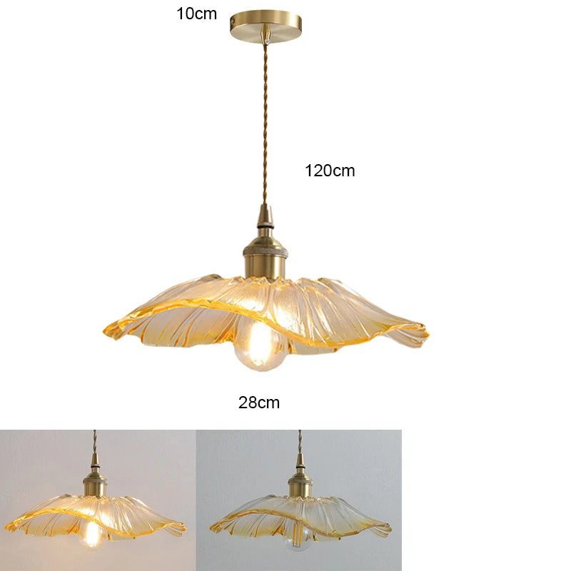 Vintage Pendant Lights Flower Glass Hanging Lamps Home Decoration Lighting Living Room Bedroom Bedside Light Fixture Indoor Shop
