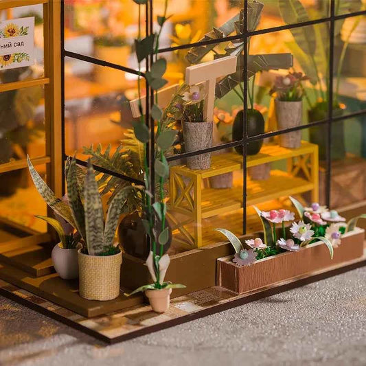 Wooden Miniature Dollhouse with LED Light Creative DIY Flower House Handmade 3D Puzzle Assembly Building Model Toys Doll Houses