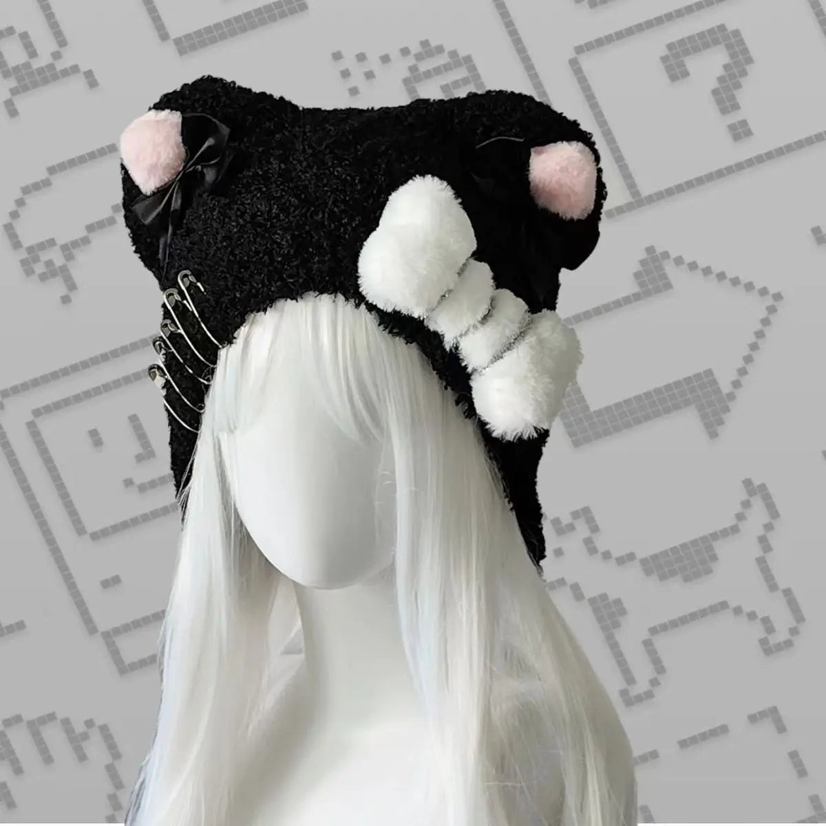 Autumn Winter Grunge Casual Warm Angel's Wings Hats Y2k Aesthetic Knitted Bears Ears Hat Kawaii Lolita Harajuku Caps Fashion SS69