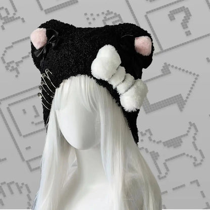 Autumn Winter Grunge Casual Warm Angel's Wings Hats Y2k Aesthetic Knitted Bears Ears Hat Kawaii Lolita Harajuku Caps Fashion SS69