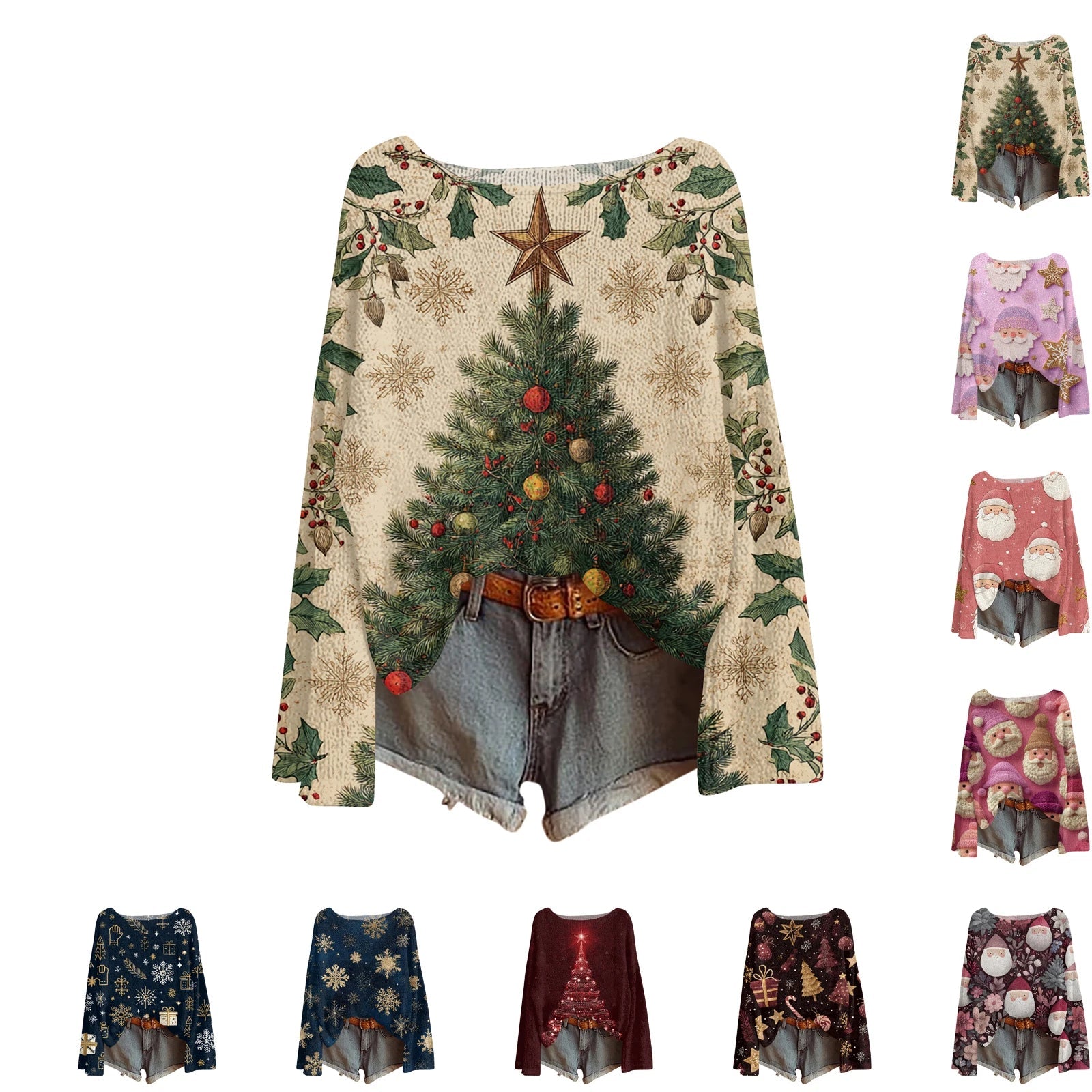 Women'S Round Neck Lightweight Sweater Casual Long Sleeve Christmas Print Knit Pullover Pulls Femmes Ropa De Mujer Woman Clothes SS69