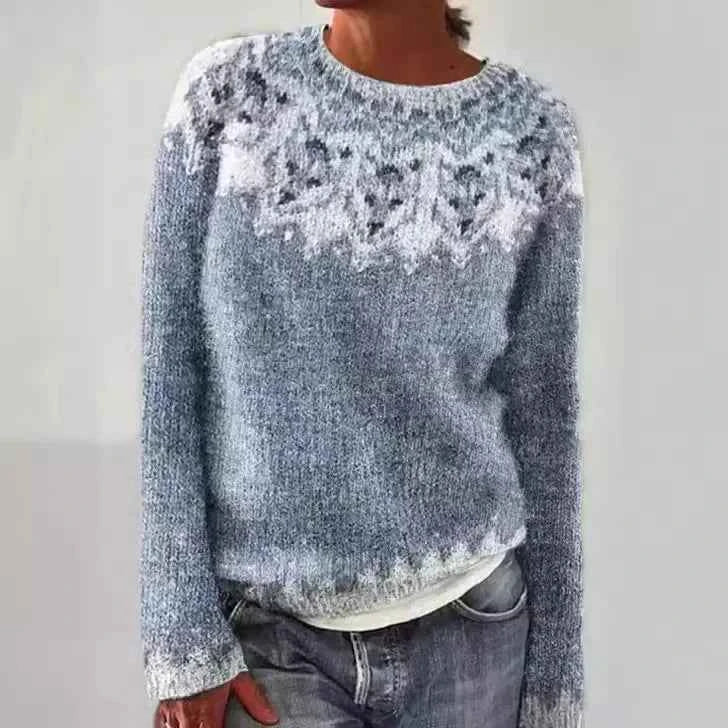 Spring Knitted Women's Sweater O-neck Long Sleeve Casual Loose Sweater Elegant Trendy Print Female Winter Fashion Ladies Clothes