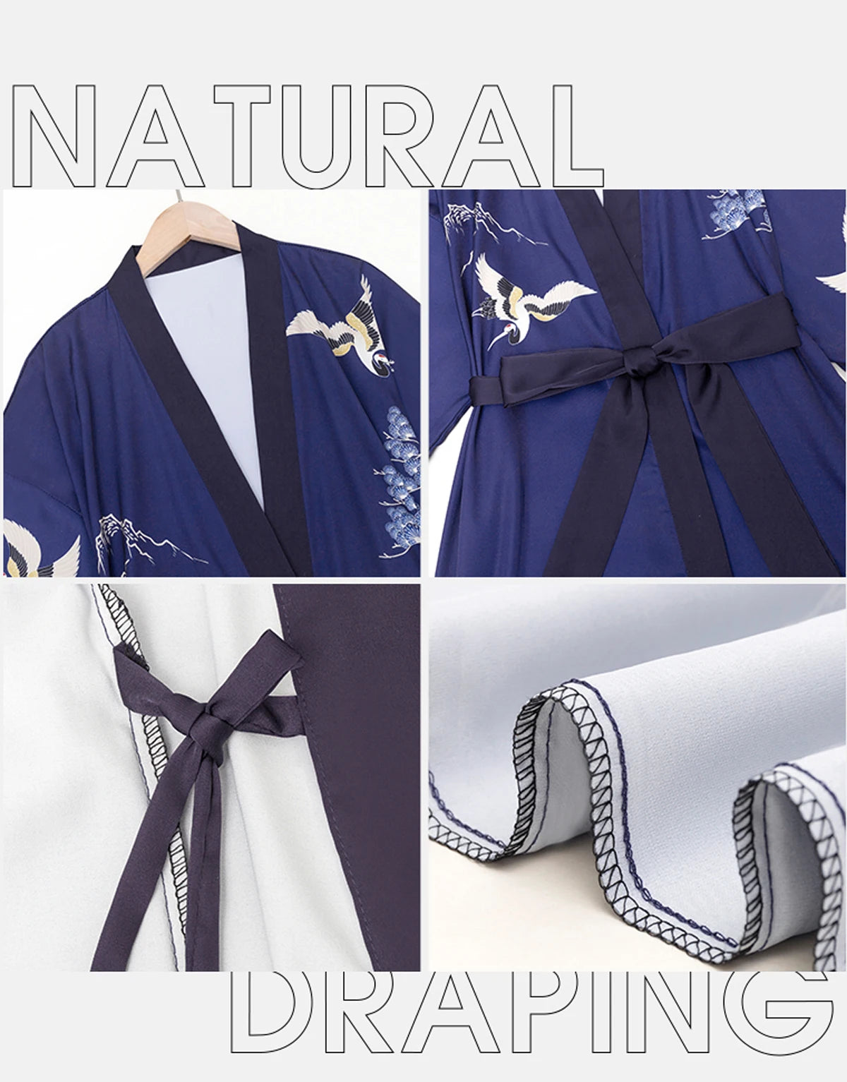 Women's Long Silk Satin Kimono Robe - Lightweight & Soft