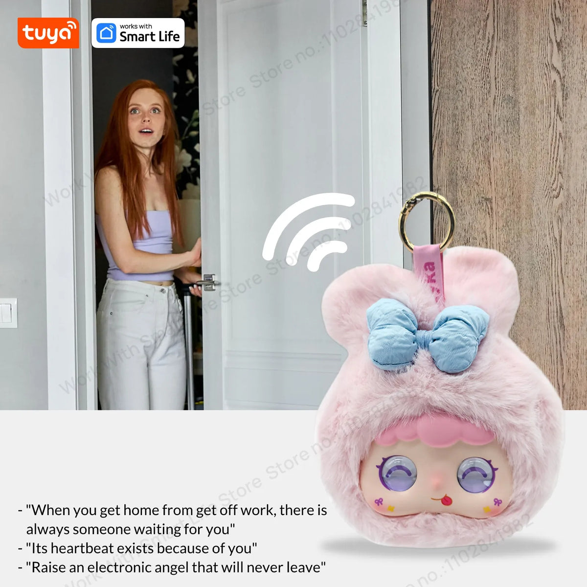 SS69 Tuya Smart AI Plush Robot with LED Eyes and Voice Control, USB Rechargeable