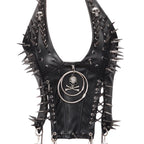Goth Top Y2K Clothes Women's Tanks Emo Clothing Gothic Boho Tops with Spikes Punk Rock Teens Festival Spiked Bra Grunge T Shirt