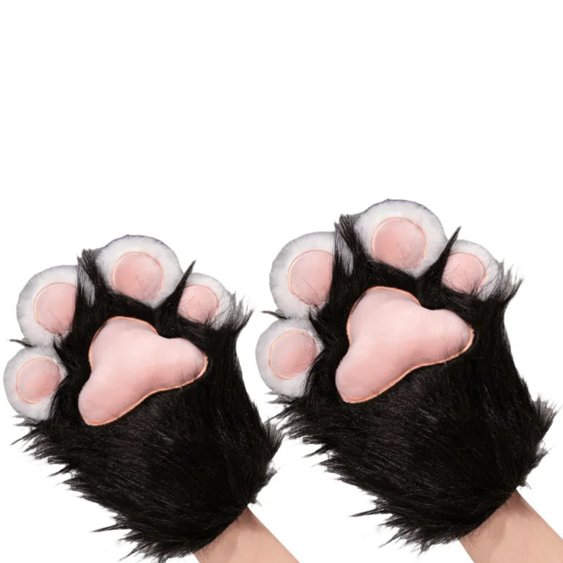 Fursuit Paw Gloves Boots Giant Wearable Wing Accessories Plush Toys Furry Cosplay Cat Bear Shoes Cute Fluffy Animal Manga Party SS69 14.69 2 Black white gloves