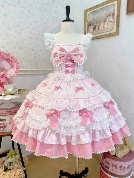 Kawaii Lovely Slim Lolita Dress Women Design Sweet Bow Sleeveless Sling Dresses Elegant Cute Pretty New Clothing