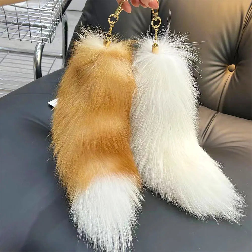 Huge Fluffy Faux Fur Fox Tail Keychain Bag Charm