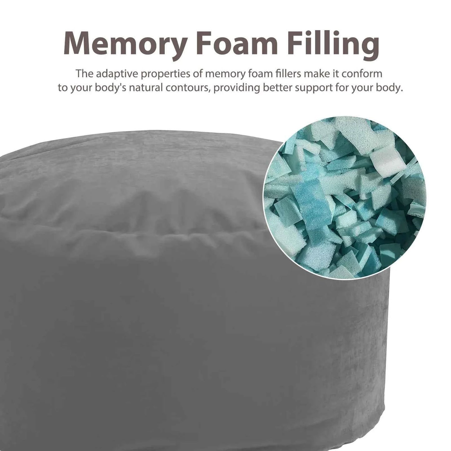 JHK Oversized 3/4FT Bean Bag Chair for Gaming Reading Lazy Sofa Foam Filled Couch with Removable Cover Living Room Furniture