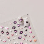Cute Jelly Pink Cat Paw Print Nail Sticker Kawaii Pink Black Cat Claw 5D Embossed Self-Adhesive Nail Art Sticker Nail Art Decal SS69