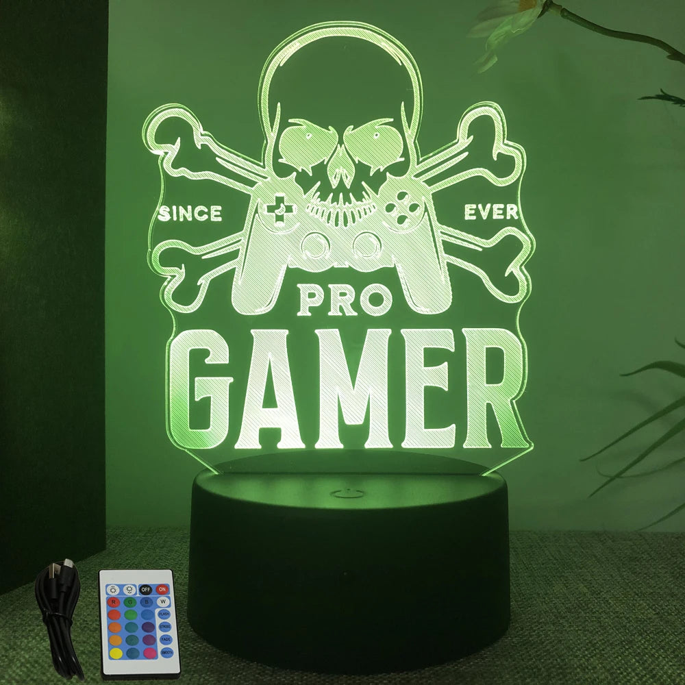 NEON GAMER 3D Lamp LED Night Light Gaming Setup RGB Children's Lamps Gamer Room Decoration Bedroom Table Lamp Personalized Gifts SS69 13.69 B16-Gaming 09