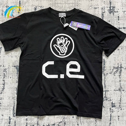 2023 New Fluorescent Green Vintage Washed Batik Cav Empt C.E T-Shirt Men Women 100% Cotton Mobile Phone Printing Cavempt Tee SS69 32.69 3 / S