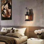 JIANKEXING Vintage Industrial Wood & Metal Wall Sconce