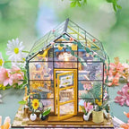 Wooden Miniature Dollhouse with LED Light Creative DIY Flower House Handmade 3D Puzzle Assembly Building Model Toys Doll Houses