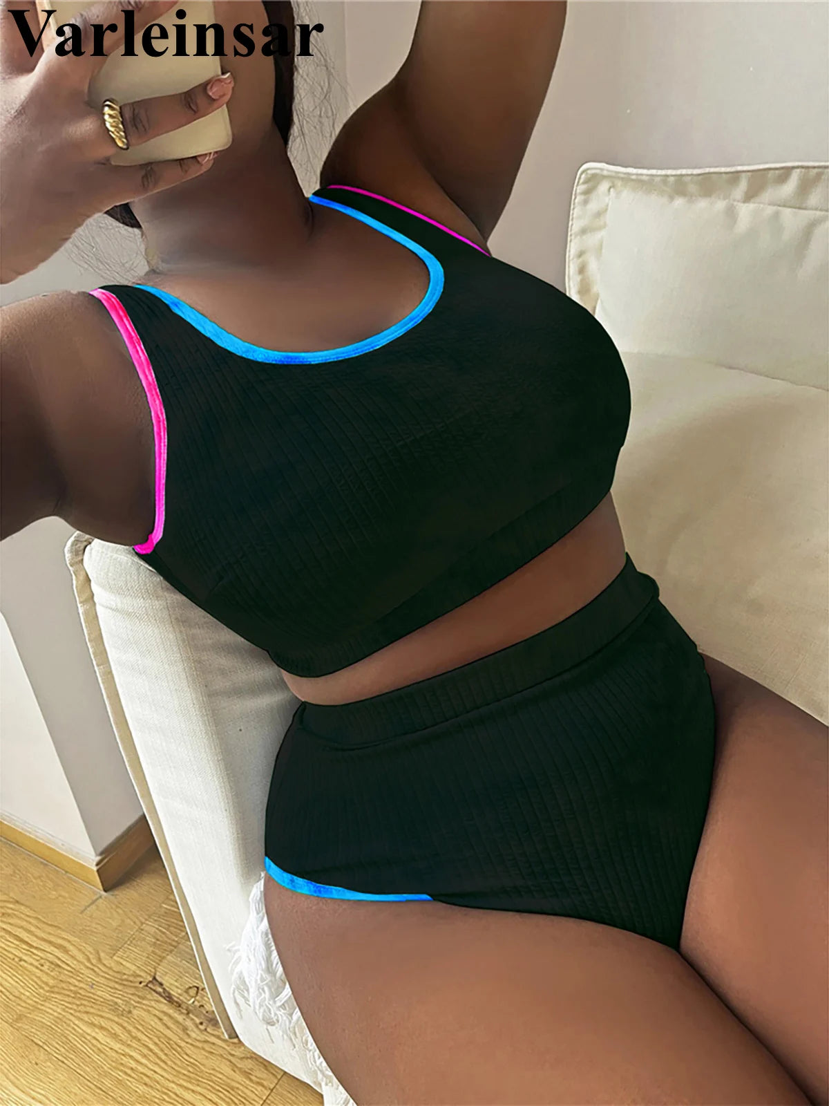 0XL - 4XL New Tie Dye Bikini Large Size Swimwear Plus Size Women Swimsuit Female Two-pieces Bikini set Bather Bathing Suit V5948 SS69