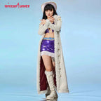 Miccostumes Women's Anime Cosplay Costume Bra and Miniskirt with Long Coat and Hat Halloween Cosplay Costumes