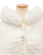 Godivana Lolita Faux Fur Cape Coat with Bow & Rhinestones