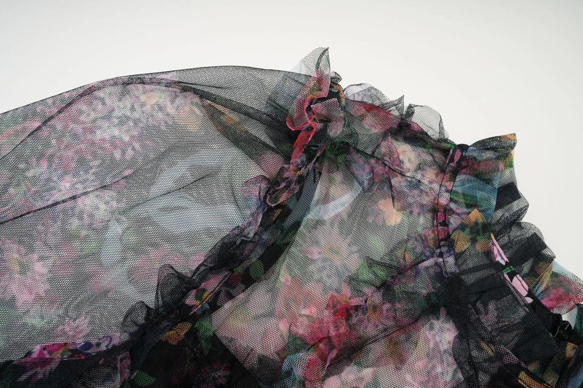 JAMERARY Fashion Floral Print Long Sleeve Maxi Dress For Women Summer Autumn Clothes Layers Ruffles Cake Dresses Evening SS69