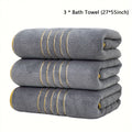 2/3/6/8 Pcs Bath Towel Set White & Gray with Gold Accents, Soft Absorbent Premium Towels for Home, Hotel & Bathroom