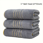 2/3/6/8 Pcs Bath Towel Set White & Gray with Gold Accents, Soft Absorbent Premium Towels for Home, Hotel & Bathroom