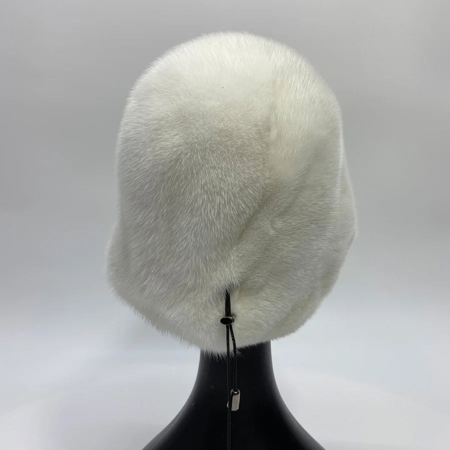 Women's Real Mink Fur Bucket Hat - Warm Winter Dome Cap
